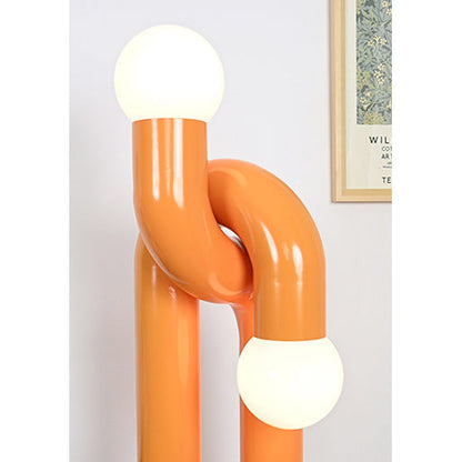 Moderne Staande Boogvorm Lamp met Twee Glazen Bollen – Decoratieve Dubbele Verlichting voor Woonkamer