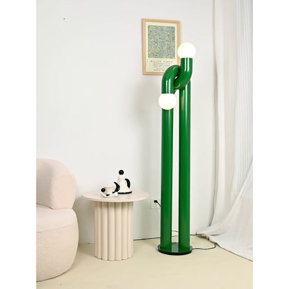 Moderne Staande Boogvorm Lamp met Twee Glazen Bollen – Decoratieve Dubbele Verlichting voor Woonkamer
