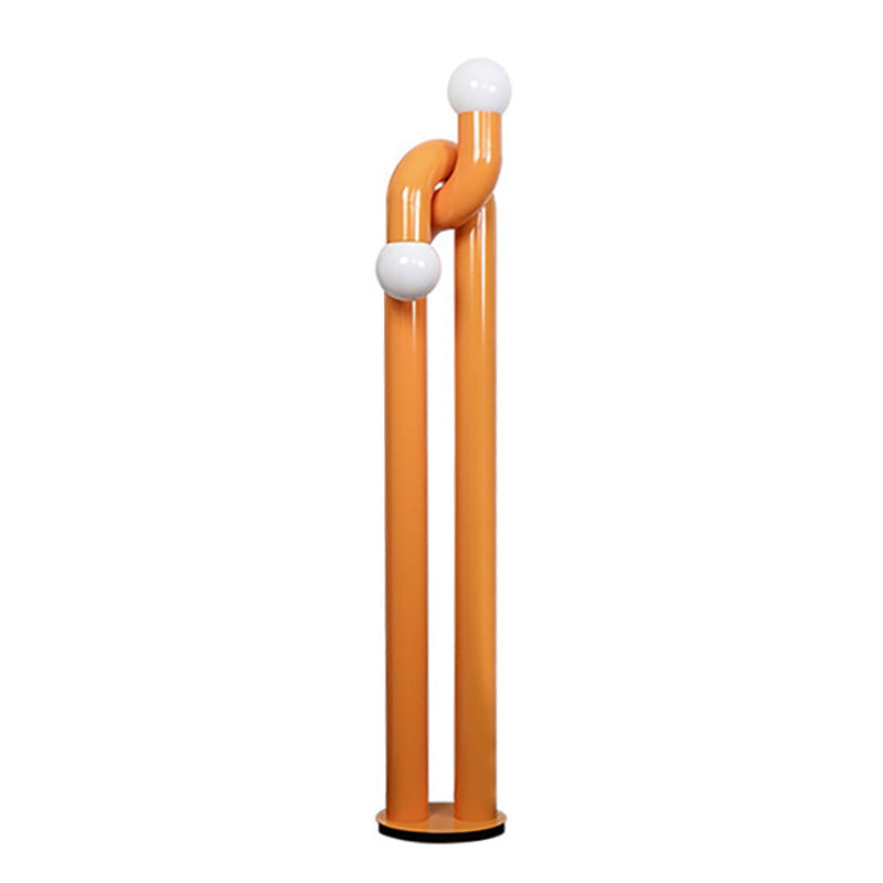 Moderne Staande Boogvorm Lamp met Twee Glazen Bollen – Decoratieve Dubbele Verlichting voor Woonkamer
