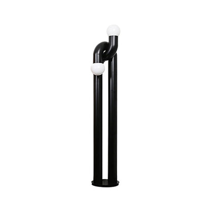 Moderne Staande Boogvorm Lamp met Twee Glazen Bollen – Decoratieve Dubbele Verlichting voor Woonkamer