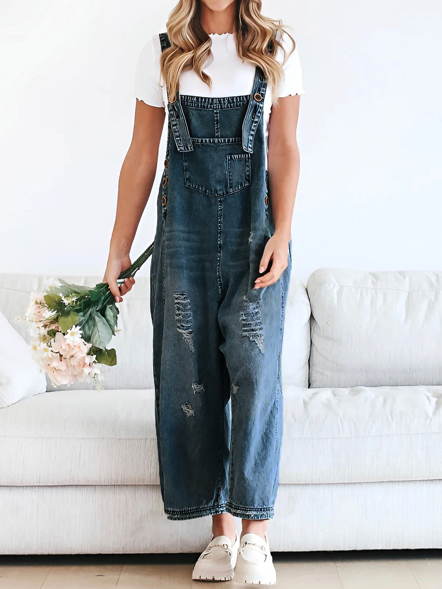 Dames Zomerbroek Denim Tuinbroek Los Zittend