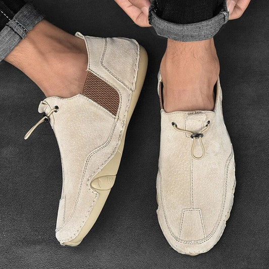 Instap Loafers met Elastische Vetersluiting – Leren Slip-on Schoenen voor Heren
