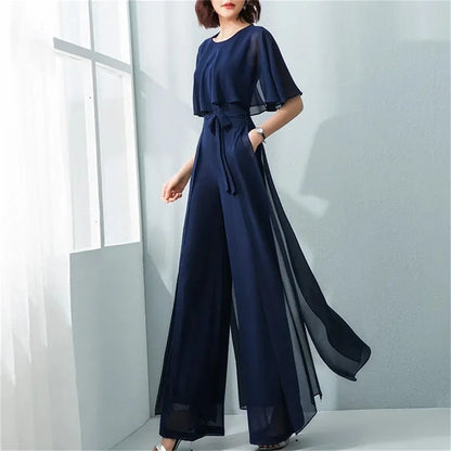 Zomer Jumpsuit Lotusblad Mouwen Bloemendruk