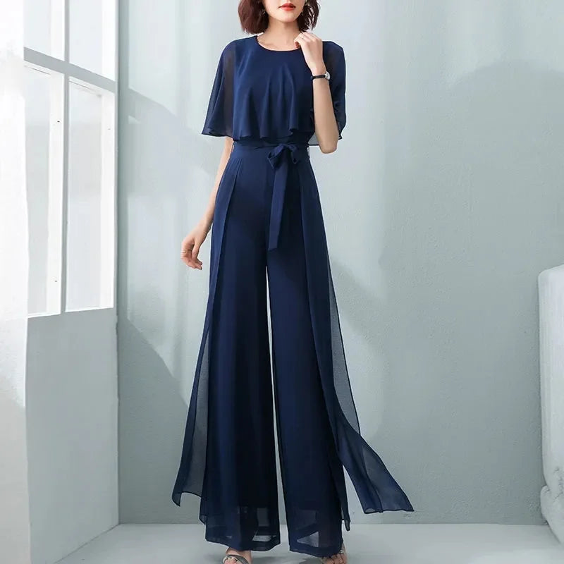 Zomer Jumpsuit Lotusblad Mouwen Bloemendruk