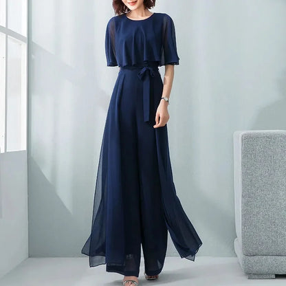 Zomer Jumpsuit Lotusblad Mouwen Bloemendruk
