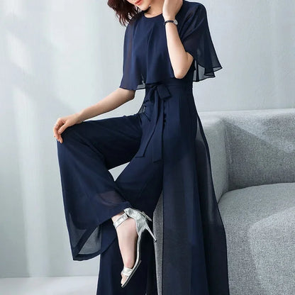 Zomer Jumpsuit Lotusblad Mouwen Bloemendruk