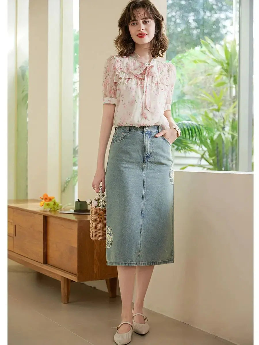 Vrouwelijke Bloemen Blouse met Kanten Details