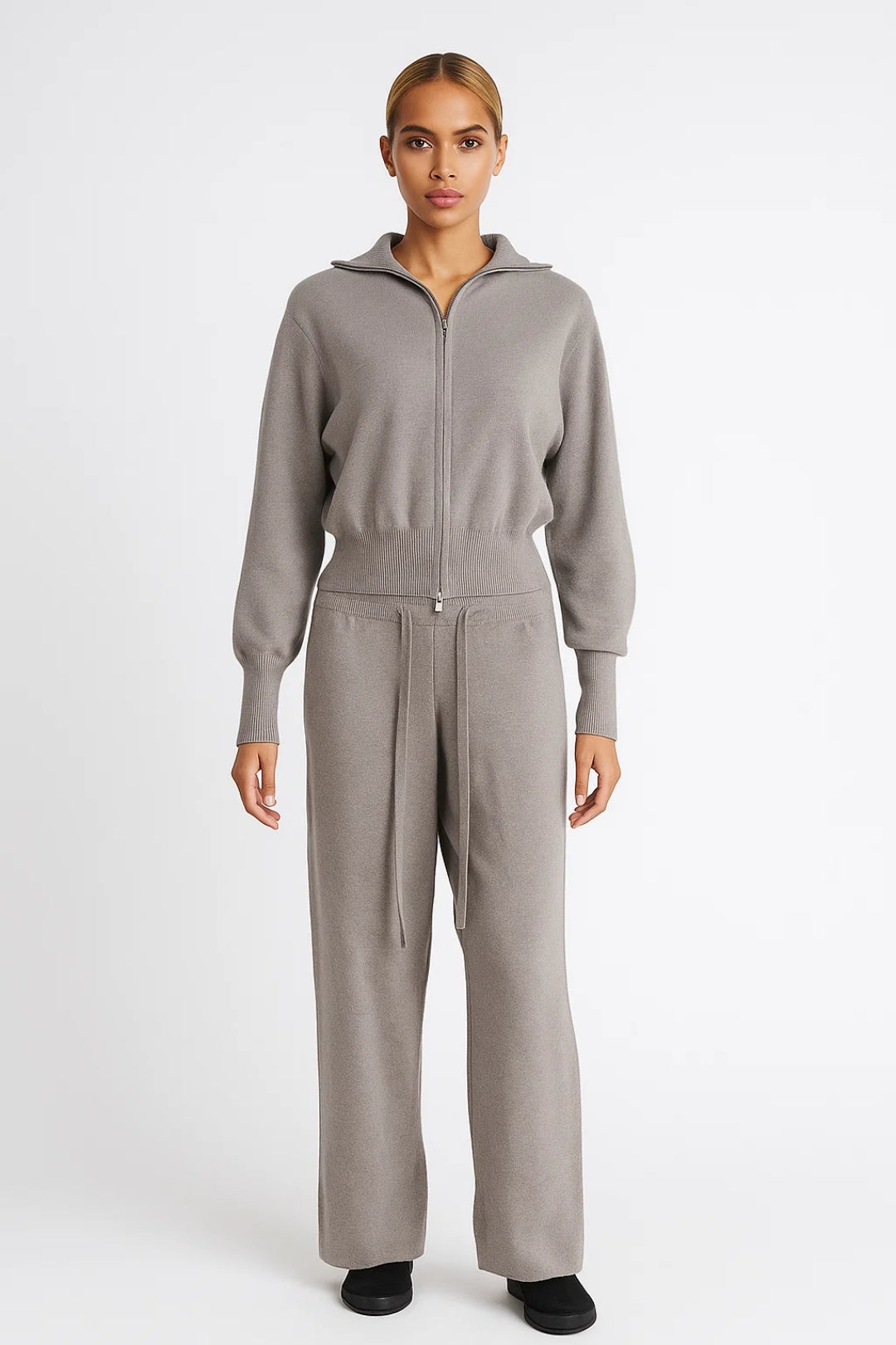 Comfortabele Loungewear Set met Ritstop en Wijde Broek - StudioMarella