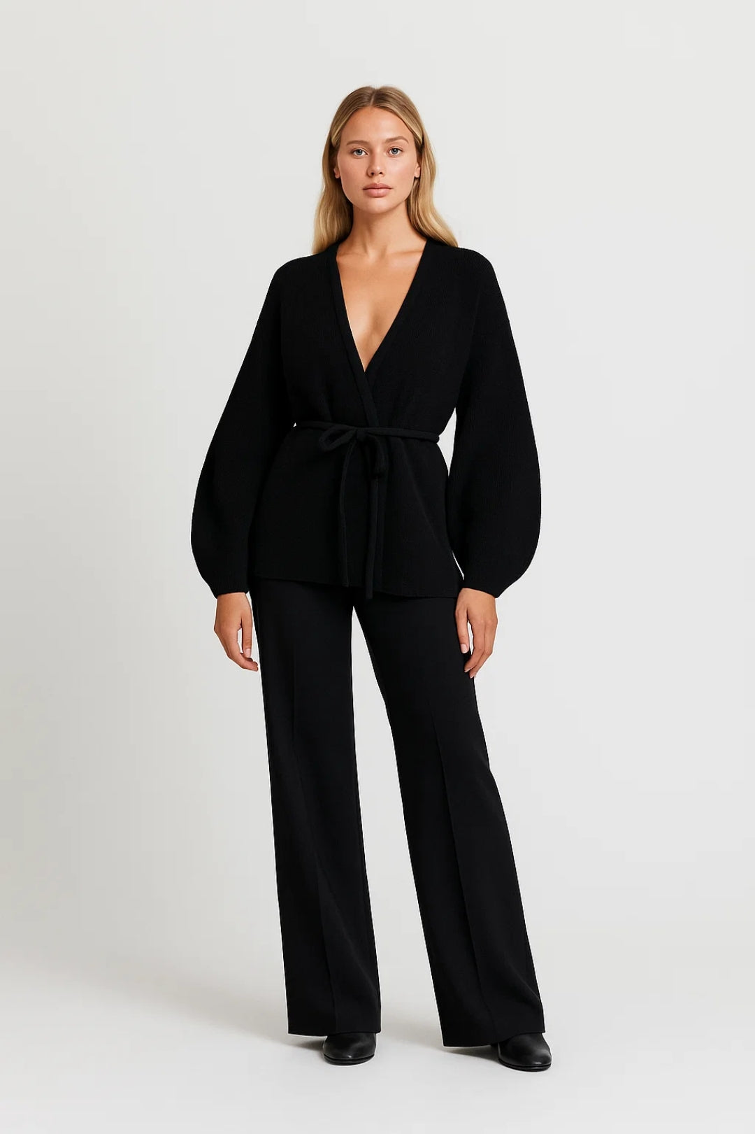 Dames Loungewear Set met Ceintuur en Wijde Broek Casual Relaxed