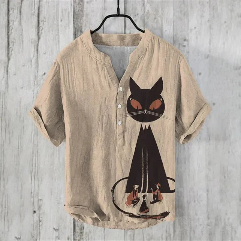 Katten Overhemd Mannen Met Leuke Print
