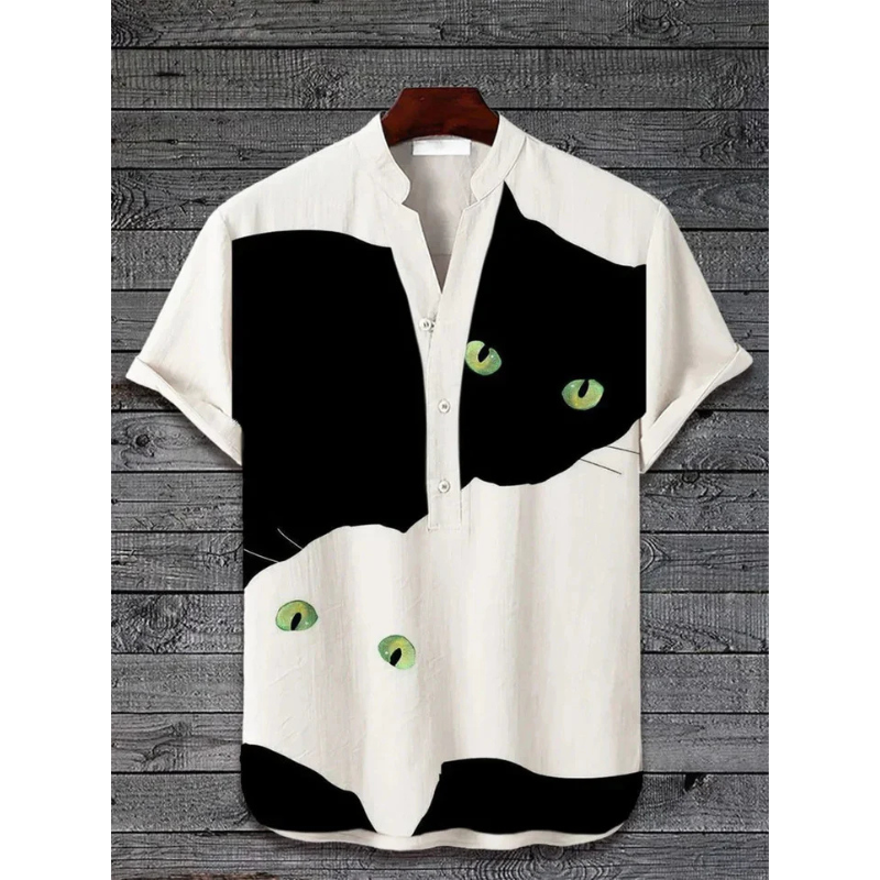 Katten Overhemd Mannen Met Leuke Print