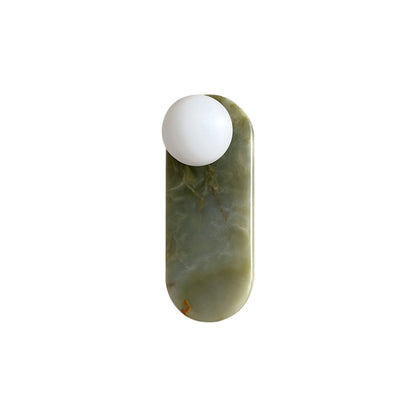 Luxe Wandlamp van Jade of Marmer met Glazen Kap – Mid Century Design Verlichting voor Slaapkamer en Hal