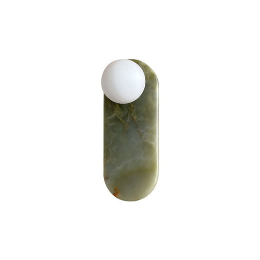 Luxe Wandlamp van Jade of Marmer met Glazen Kap – Mid Century Design Verlichting voor Slaapkamer en Hal