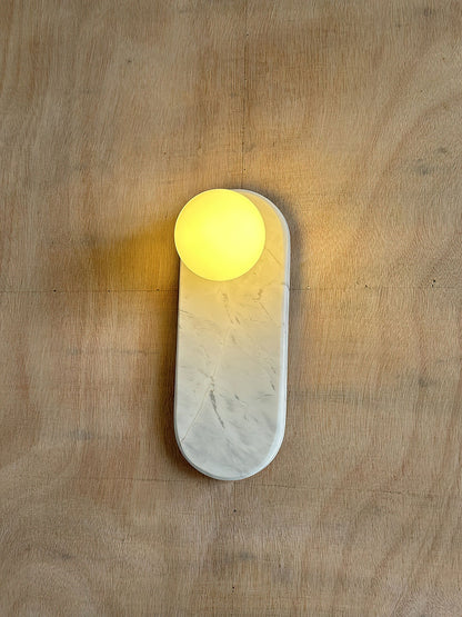 Luxe Wandlamp van Jade of Marmer met Glazen Kap – Mid Century Design Verlichting voor Slaapkamer en Hal
