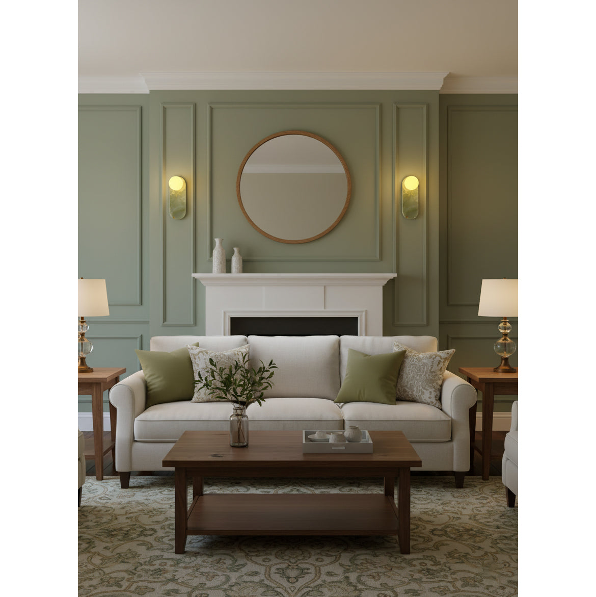 Luxe Wandlamp van Jade of Marmer met Glazen Kap – Mid Century Design Verlichting voor Slaapkamer en Hal
