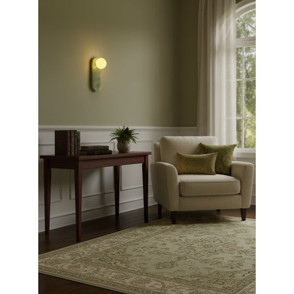 Luxe Wandlamp van Jade of Marmer met Glazen Kap – Mid Century Design Verlichting voor Slaapkamer en Hal