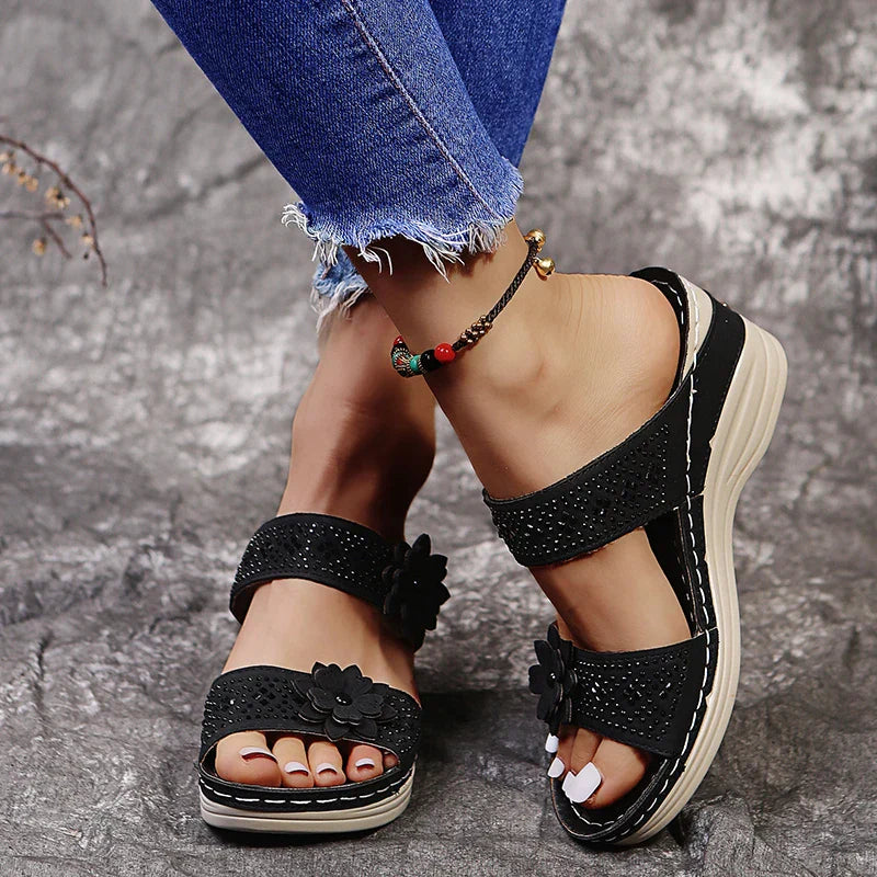 Zomer Sandalen met Bloesem Print Comfortabel