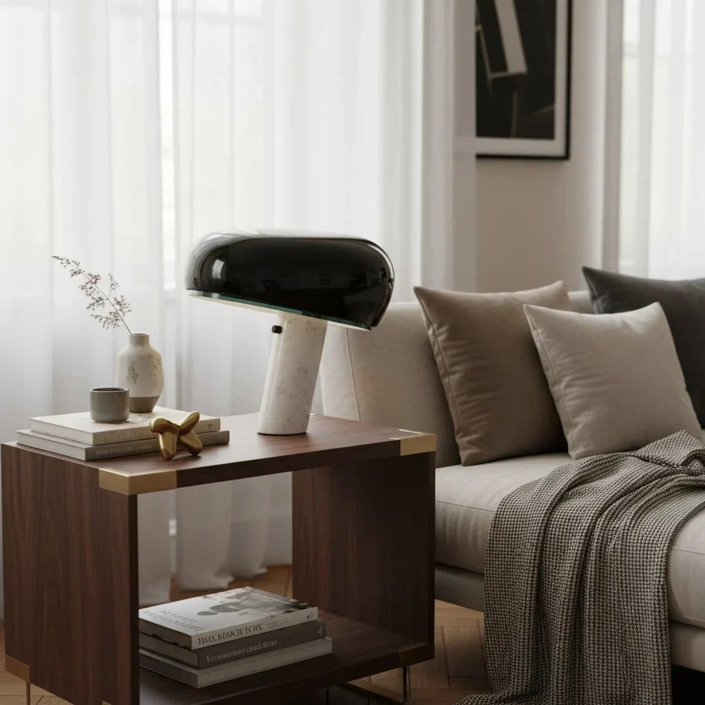 Design Tafellamp met Marmeren Voet – Warm Licht voor Woonkamer & Slaapkamer