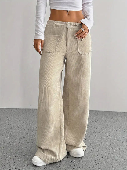 Hoge Taille Corduroy Broek voor Vrouw