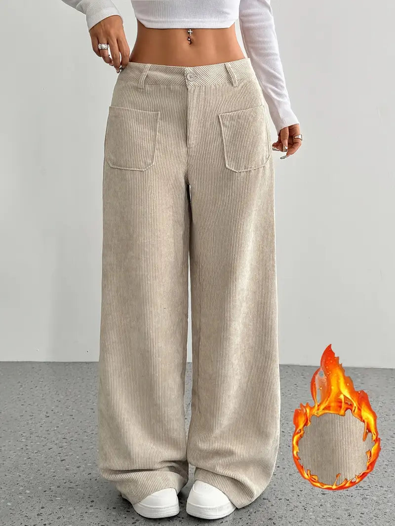 Hoge Taille Corduroy Broek voor Vrouw