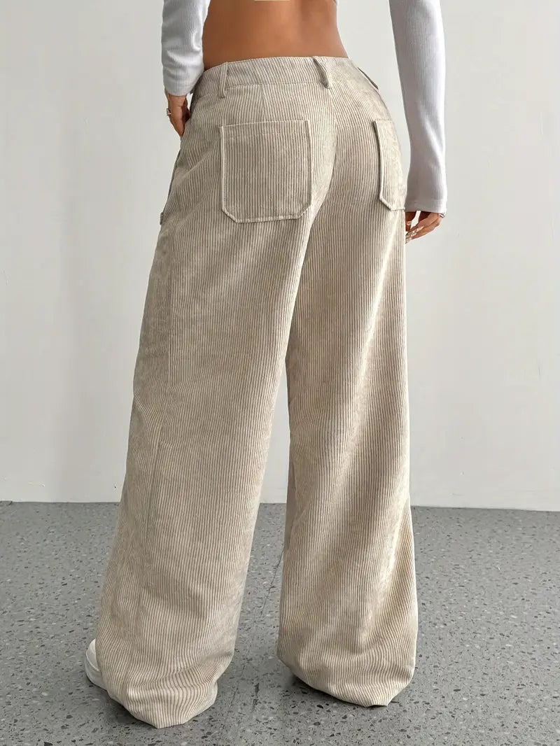 Hoge Taille Corduroy Broek Trendy Dame