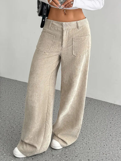 Hoge Taille Corduroy Broek voor Vrouw