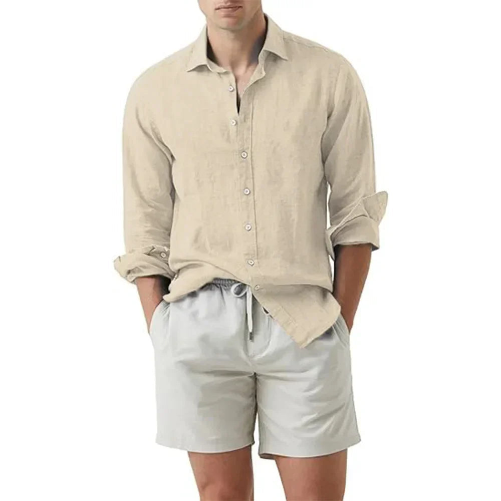 Vezelhemd Relaxed Fit met Knoopsluiting voor Mannen