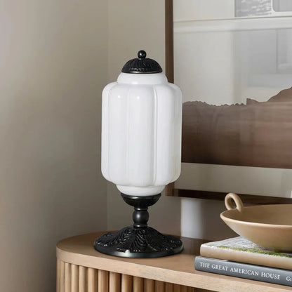 Retro Tafellampen met Getextureerd Crèmekleurig Glas – Franse Vintage Stijl met Messing of Zwart Frame