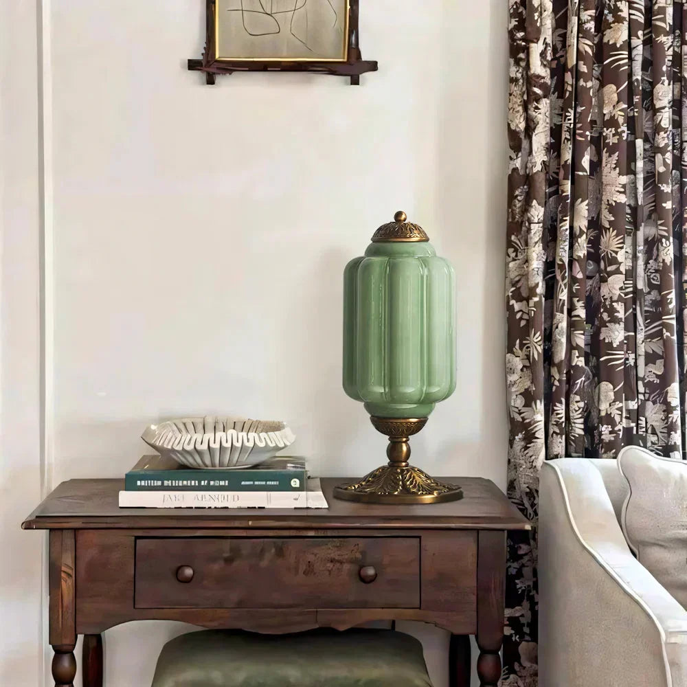 Retro Tafellampen met Getextureerd Crèmekleurig Glas – Franse Vintage Stijl met Messing of Zwart Frame