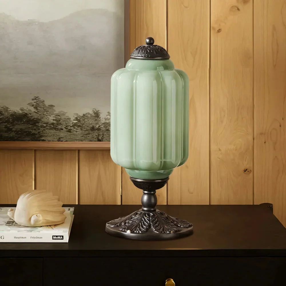 Retro Tafellampen met Getextureerd Crèmekleurig Glas – Franse Vintage Stijl met Messing of Zwart Frame