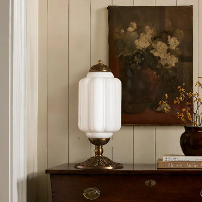 Retro Tafellampen met Getextureerd Crèmekleurig Glas – Franse Vintage Stijl met Messing of Zwart Frame