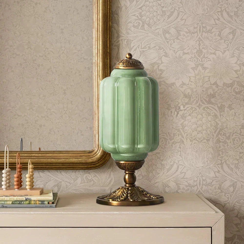 Retro Tafellampen met Getextureerd Crèmekleurig Glas – Franse Vintage Stijl met Messing of Zwart Frame