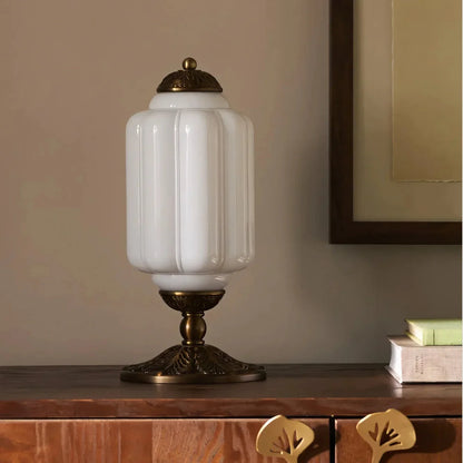 Retro Tafellampen met Getextureerd Crèmekleurig Glas – Franse Vintage Stijl met Messing of Zwart Frame