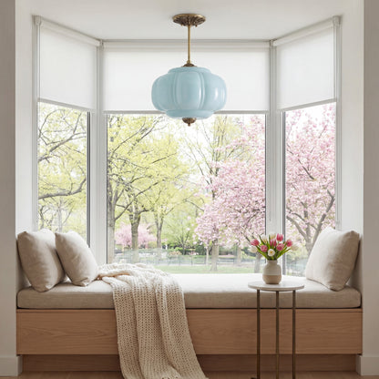 Antique Brass Plafondlamp met Groen Glas Pompoendesign - Elegante Hanglamp voor Eetkamer Keukeneiland Slaapkamer