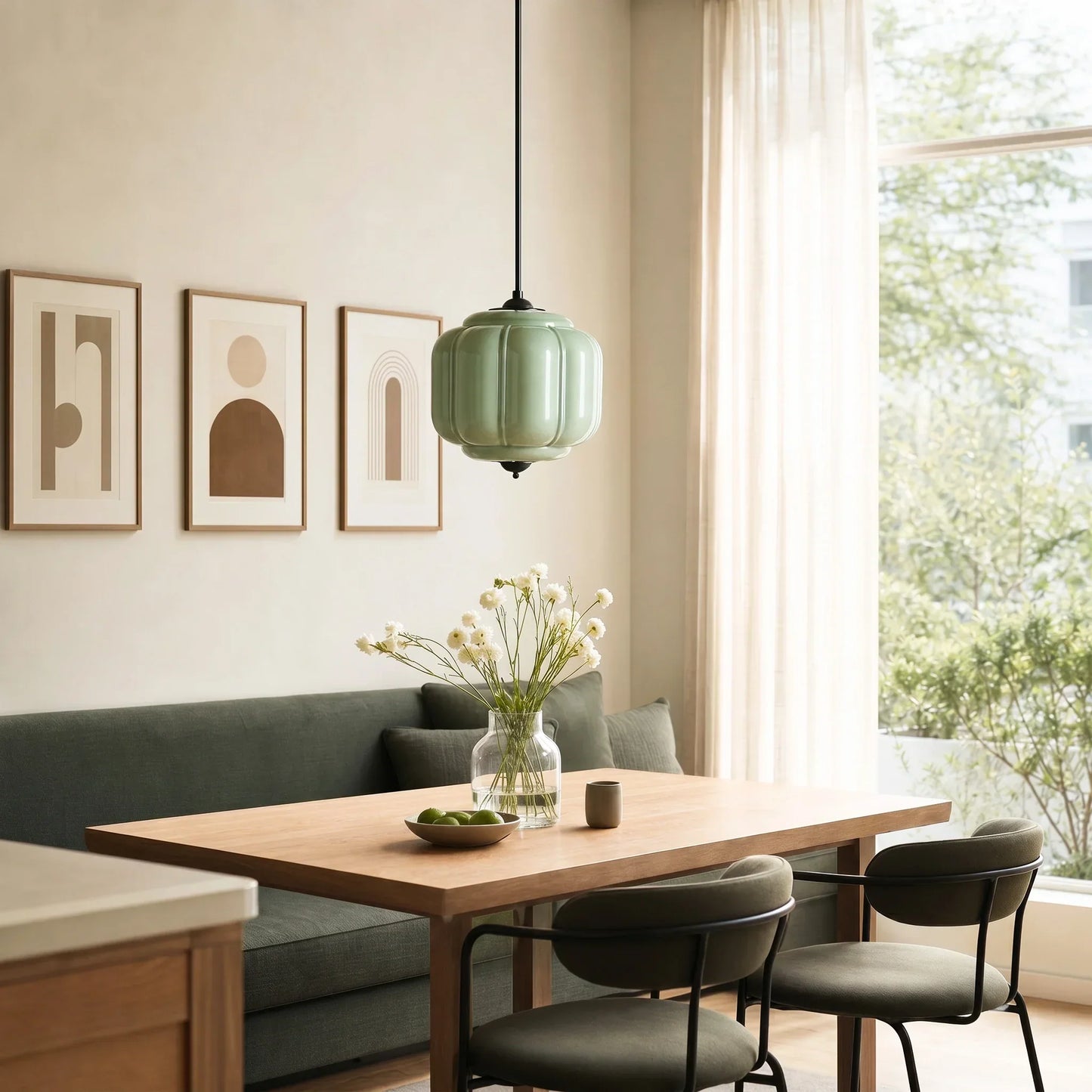 Vintage Melkglas Hanglamp met Messing Armatuur – Klassiek Retro Design voor Eetkamer, Hal & Leeshoek