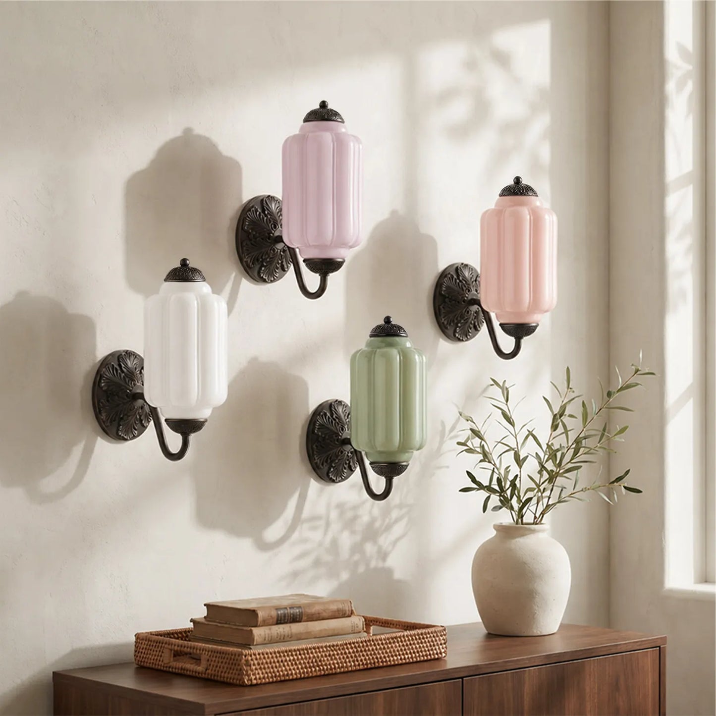 Vintage Wandlamp met Melkglas en Geolied Messing – Klassieke Retro Verlichting voor Hal, Slaapkamer, Woonkamer
