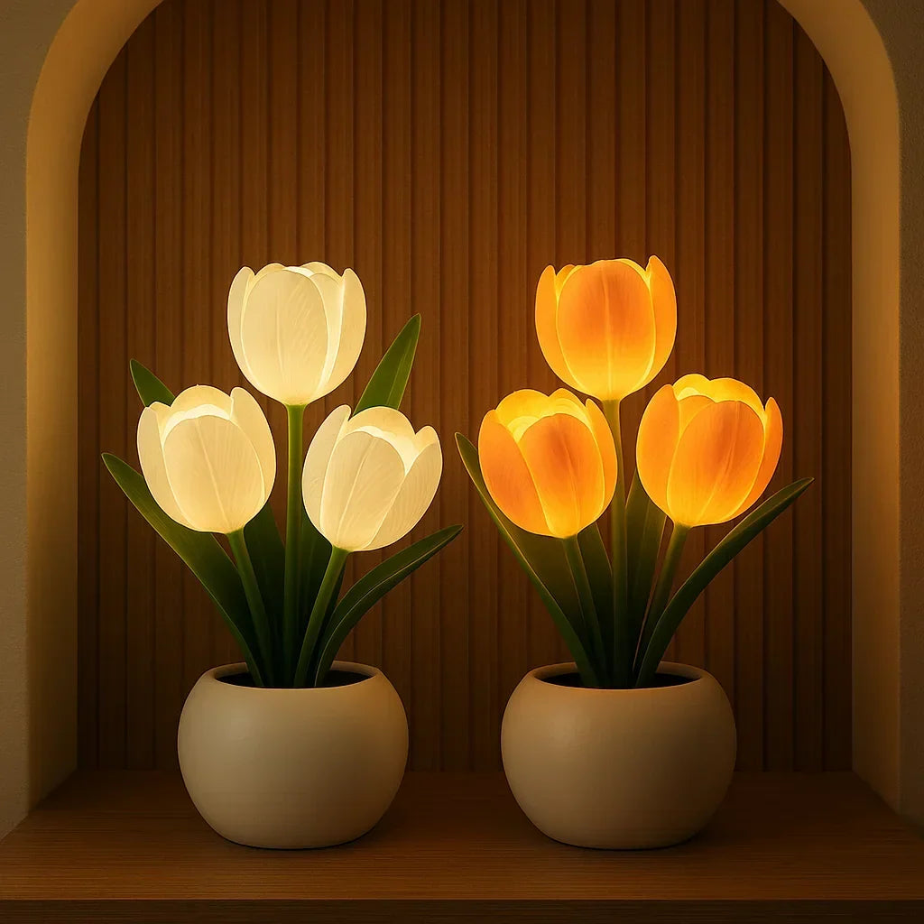LED Decoratieve Tulpenlamp Warmwit met USB Aansluiting voor Woonkamer Sfeerverlichting Kunstbloemen Nachtlampje