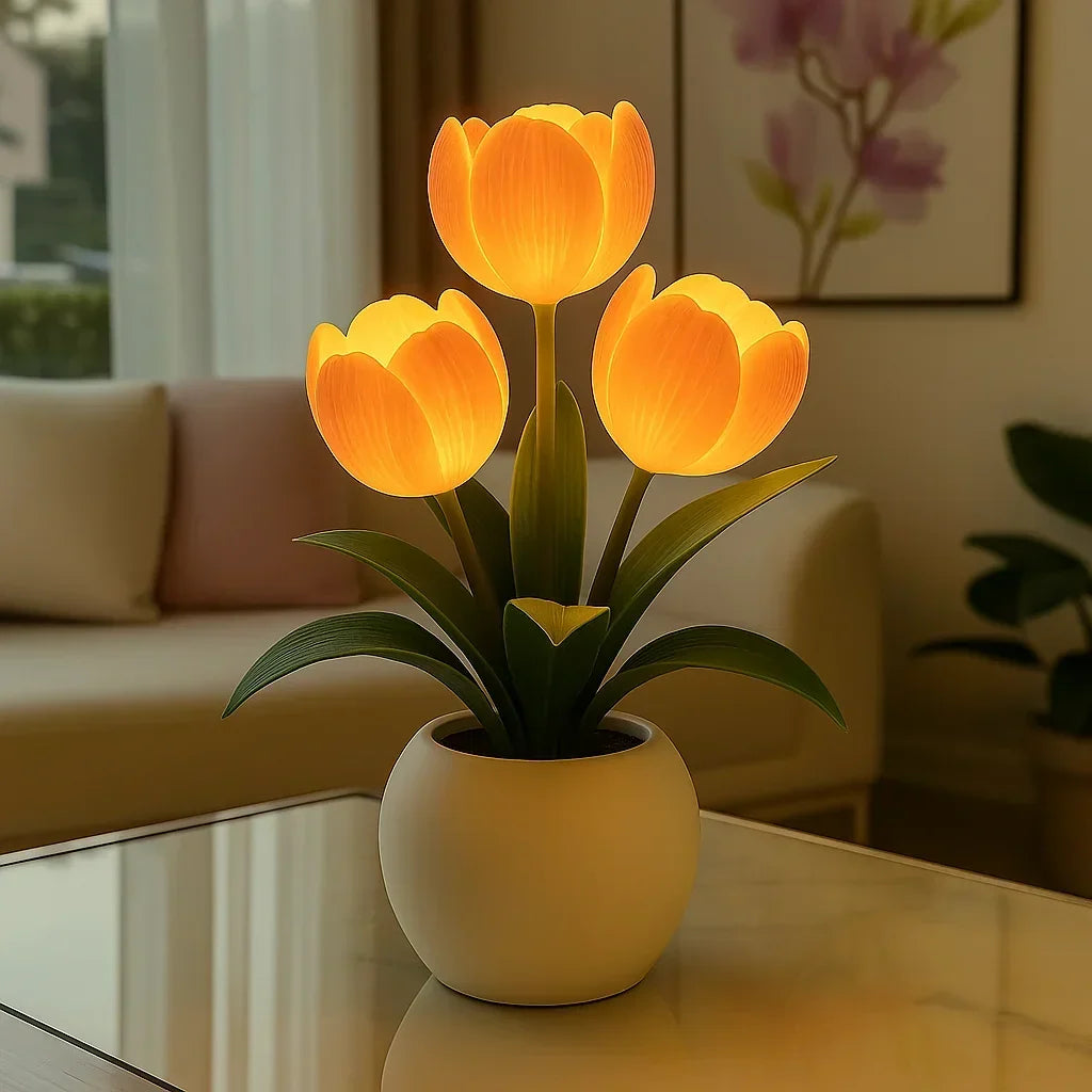LED Decoratieve Tulpenlamp Warmwit met USB Aansluiting voor Woonkamer Sfeerverlichting Kunstbloemen Nachtlampje