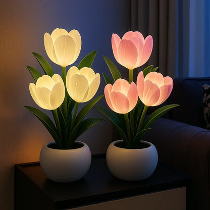 LED Decoratieve Tulpenlamp Warmwit met USB Aansluiting voor Woonkamer Sfeerverlichting Kunstbloemen Nachtlampje