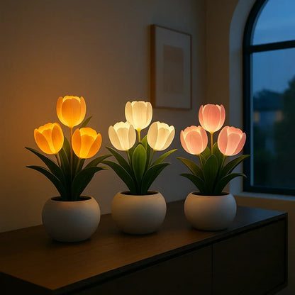 LED Decoratieve Tulpenlamp Warmwit met USB Aansluiting voor Woonkamer Sfeerverlichting Kunstbloemen Nachtlampje