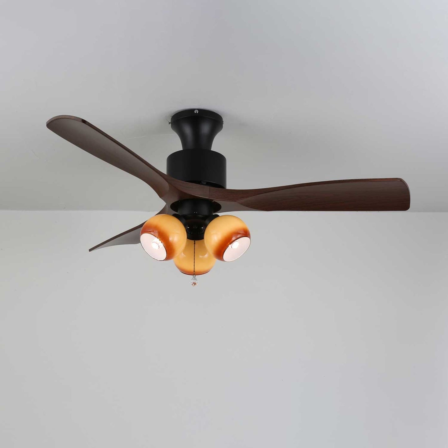 Vintage Plafondventilator met Verlichting — Glazen Lampenkap & Afstandsbediening
