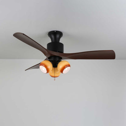 Vintage Plafondventilator met Verlichting — Glazen Lampenkap & Afstandsbediening