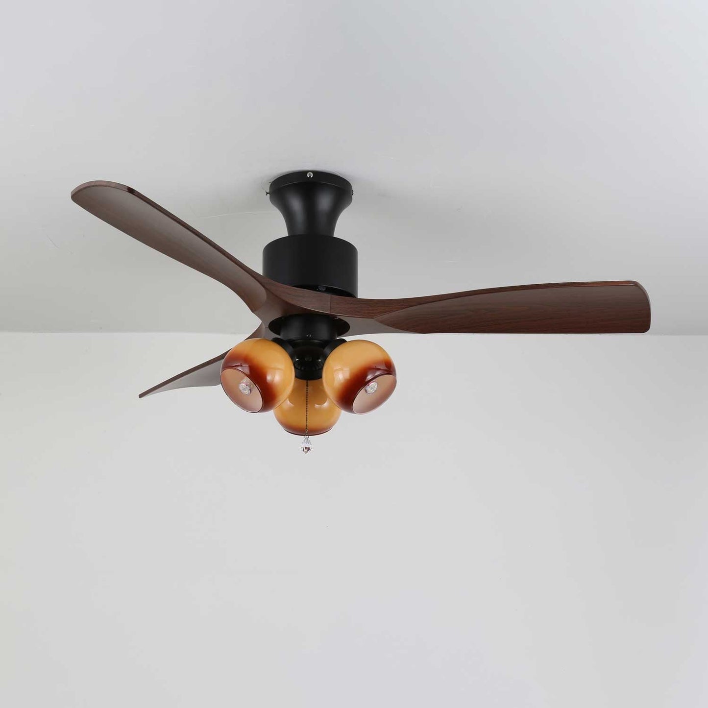 Vintage Plafondventilator met Verlichting — Glazen Lampenkap & Afstandsbediening