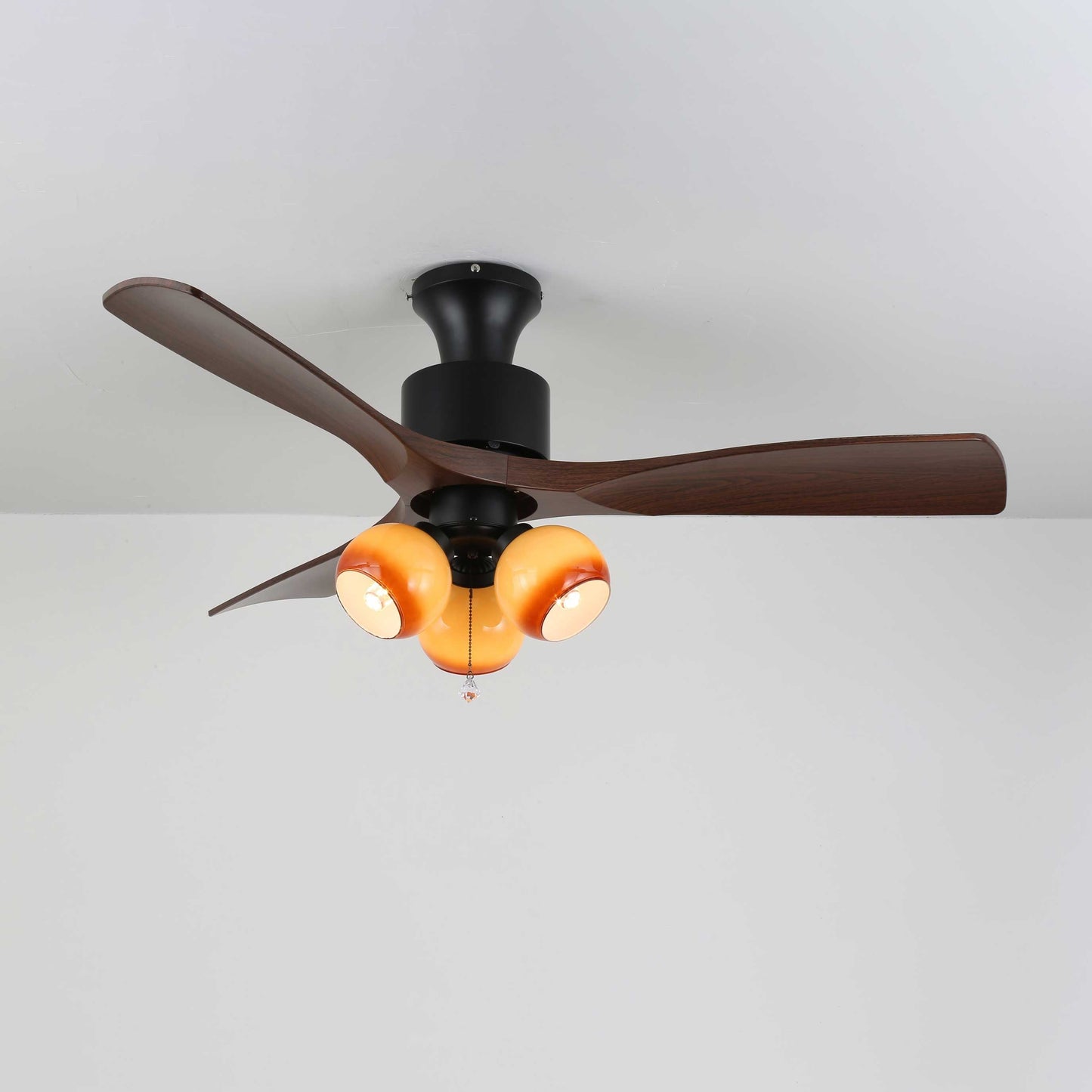 Vintage Plafondventilator met Verlichting — Glazen Lampenkap & Afstandsbediening