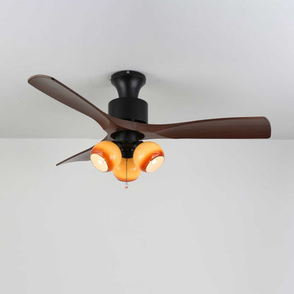Vintage Plafondventilator met Verlichting — Glazen Lampenkap & Afstandsbediening
