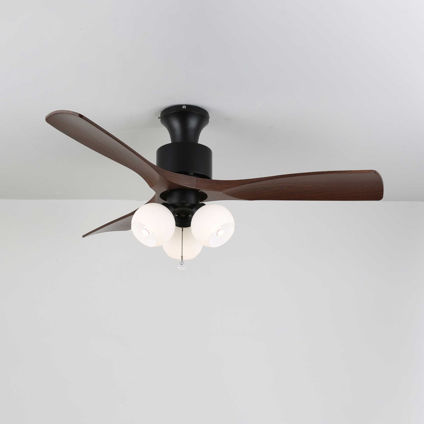 Vintage Plafondventilator met Verlichting — Glazen Lampenkap & Afstandsbediening