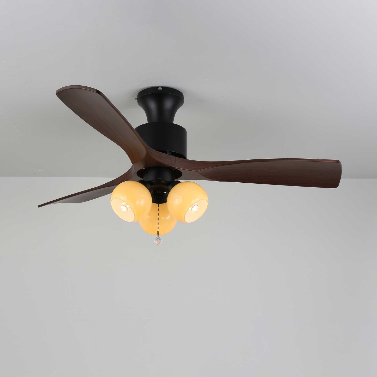 Vintage Plafondventilator met Verlichting — Glazen Lampenkap & Afstandsbediening