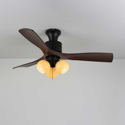 Vintage Plafondventilator met Verlichting — Glazen Lampenkap & Afstandsbediening