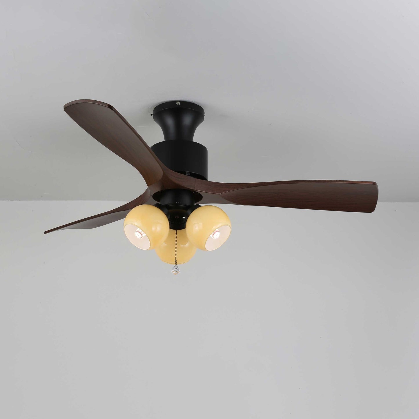 Vintage Plafondventilator met Verlichting — Glazen Lampenkap & Afstandsbediening