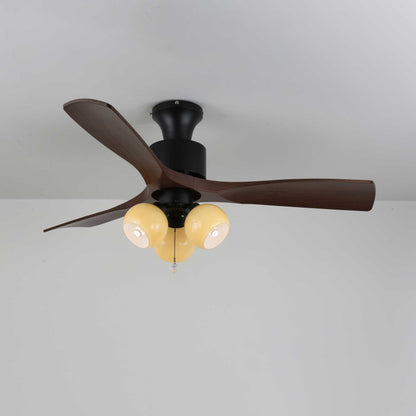 Vintage Plafondventilator met Verlichting — Glazen Lampenkap & Afstandsbediening
